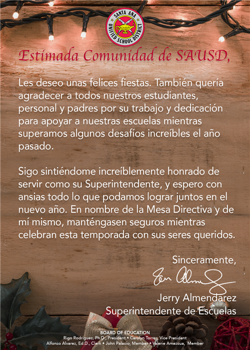 Holiday message Spanish  